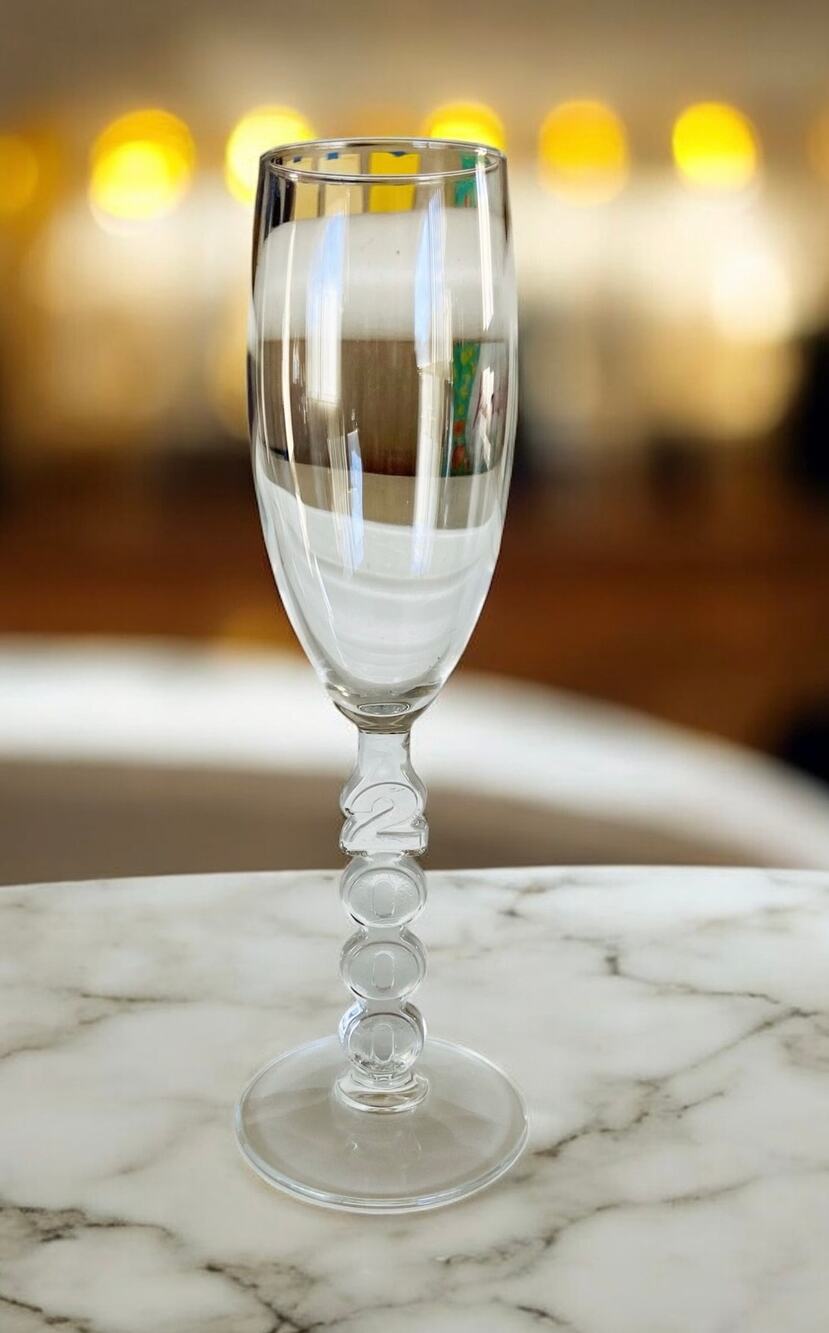 Vintage New Year Eve 2000 Millenium Champagne Party Glass Flute Barware